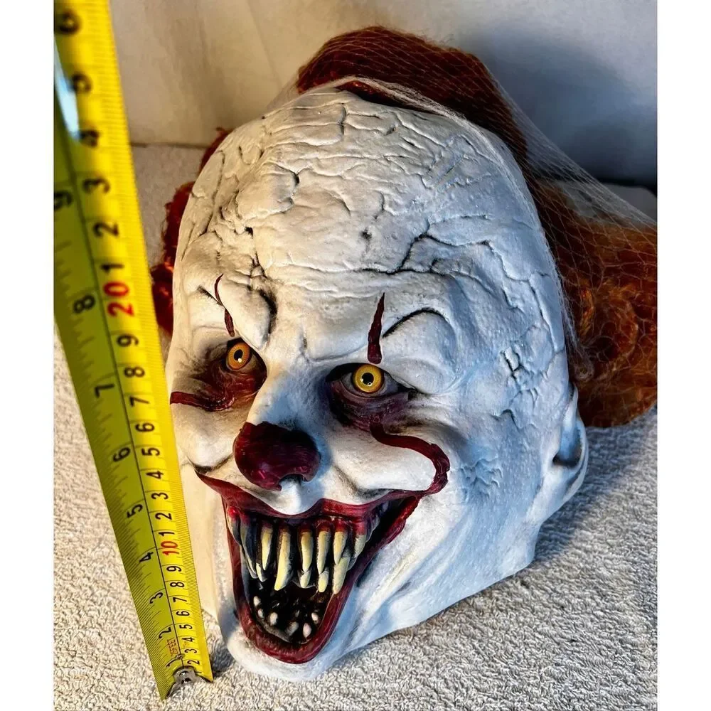 It Pennywise Clown Rubber Mask w/ Hair Halloween Costume Cosplay Theater New